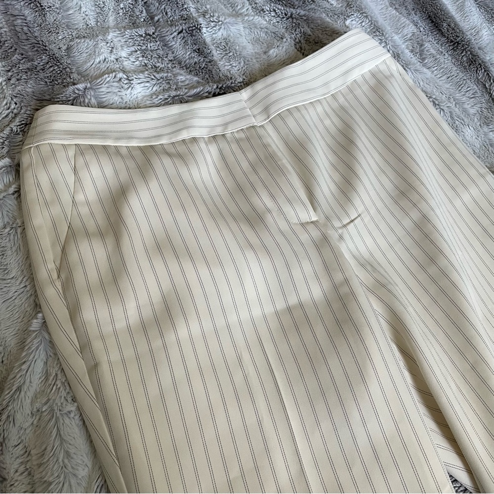 Talbots | Cream and black pinstripe bootcut dress trousers Size 8p NWOT
